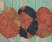 Primitive Easter Egg Ornaments - Grungy Tattered Egg Ornies - double pink navy blue polkadots - large - set of 3
