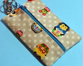 Polka Dot Card Case Zip-It Card Case & Coin Purse  - Beige Matryoshka Animals