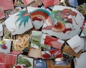 Mosaic Tiles Vintage Dragon Asian Geisha Girl Flowers Broken China Plate Half Tea Pot