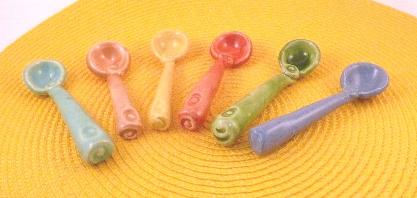 Ceramic spoon for salt, sugar, spices - handmade teaspoon - ready to ship in your choice of color