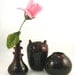 Handmade Ceramic Sculpture vase / Art Vessel in chocolate cherry glaze