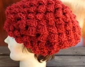 Crochet Hat Women Hat - LENA Womens Beret Hat Shell Stitch in Autumn Red - Custom Order
