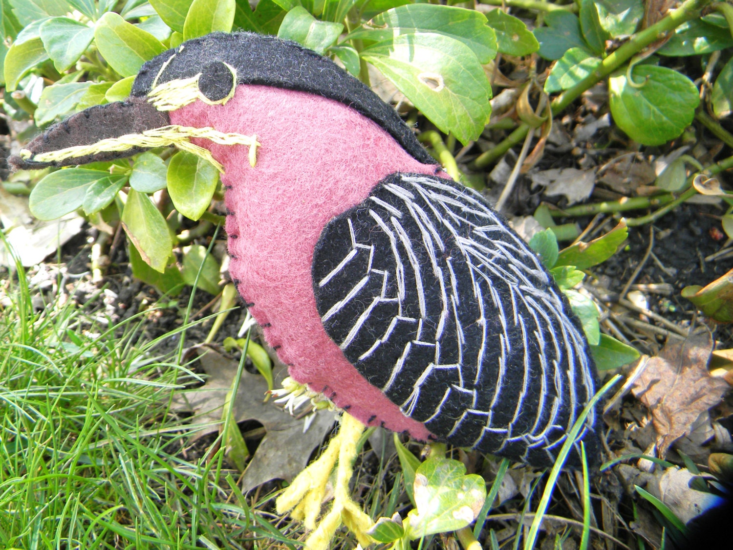 Green Heron bird Embroidered Felt Ornament Home Decor