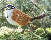 White Throated Sparrow Bird Felt Ornament Home Decor