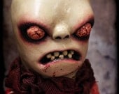 Richard - Creepy Horror Doll with Blood - Tea Dye Fabric and Clay Art Doll