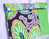 Fabric Snap Pouch - Navy Green Floral