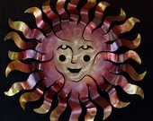 Metal Sun, Sunset Swirl Finish, Female Sprite Wall Art Sculpture 13 inch