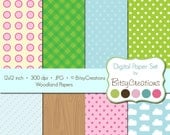 Woodland Papers Digital Paper Set Scrapbook Paper INSTANT DOWNLOAD