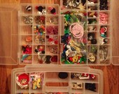 Lot of Vintage & Handmade Charms, pendants, beads, chains, plastic guns, resin, glass WITH 3 BOX