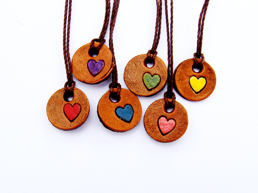 Colorful Hearts Leather Wine Charms Hostess Gift