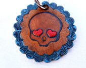 Day of the Dead Embossed Leather Keychain