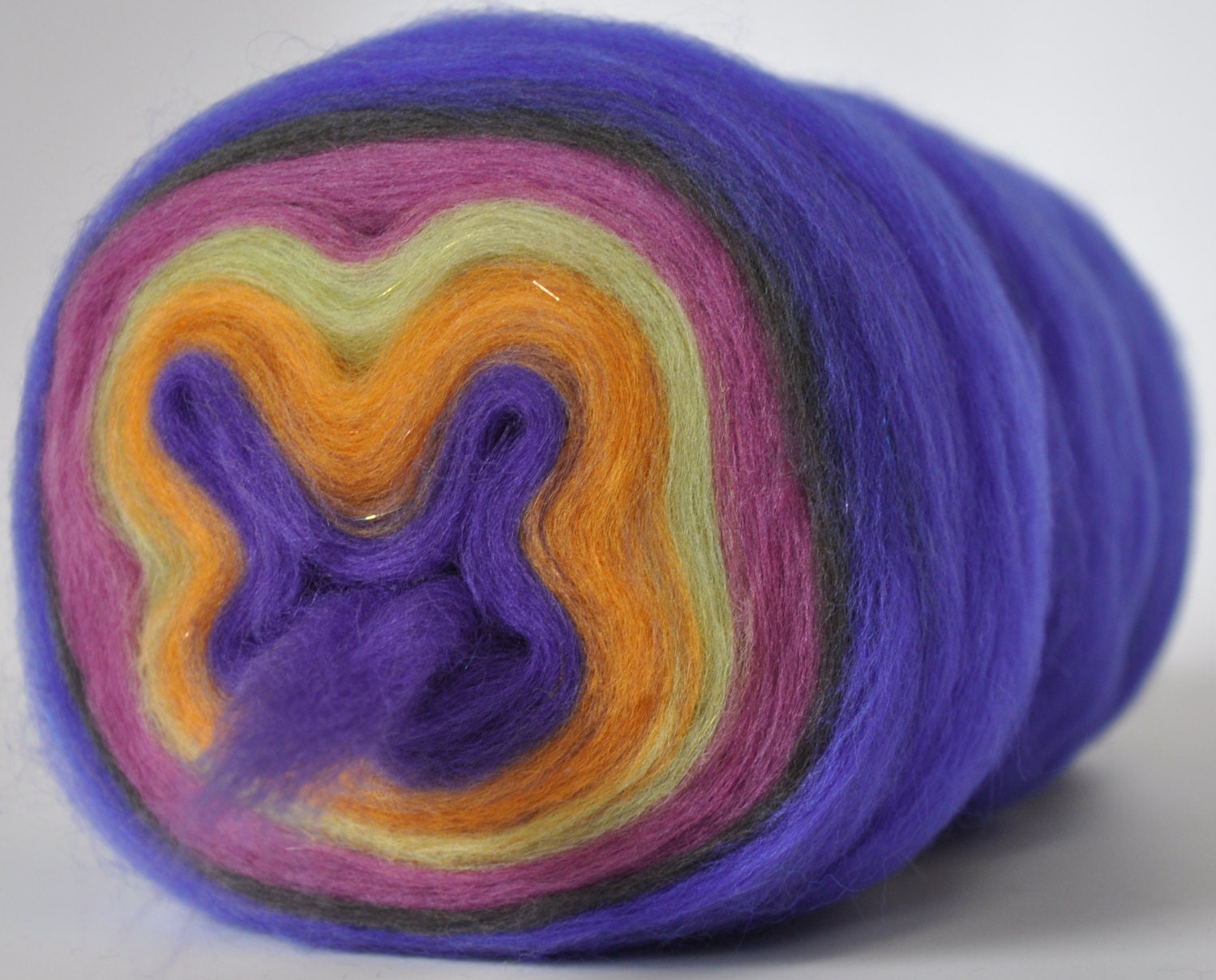 POOL PARTY- Self Striping Spontaneous Spinning Roving Bullseye Bump - (4.8 oz. center-pull bump)
