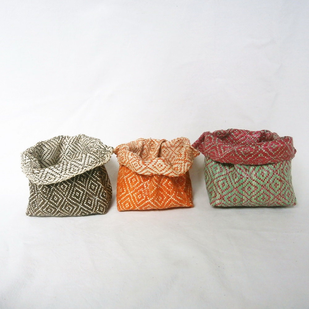 THREE for the PRICE of TWO Small fabric bowls - diamonds, set of three