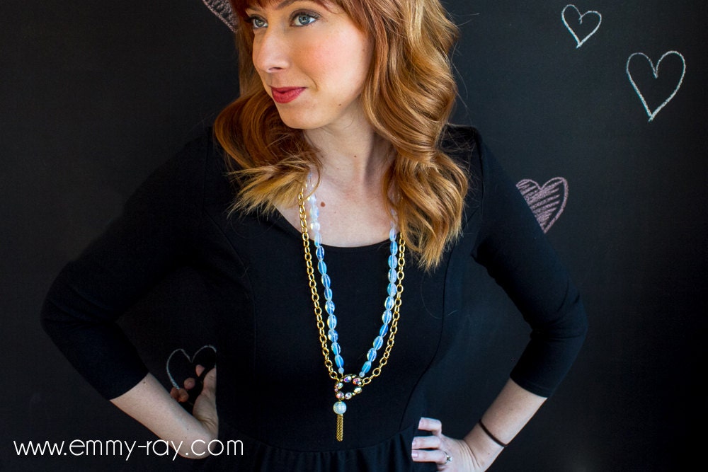 Moonstone and gold one of a kind statement necklace