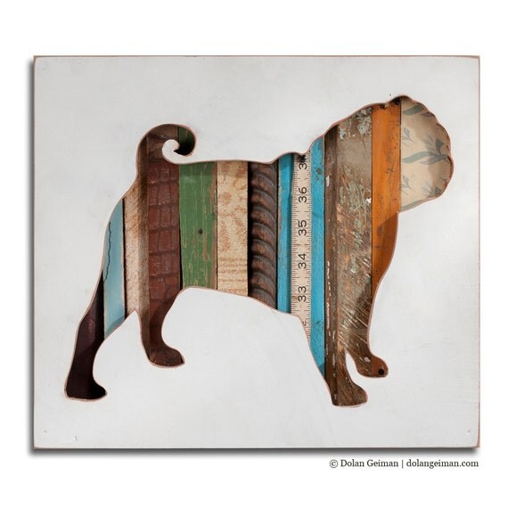 Pet Pug Dog Art, Dog Walk (Mini) Collection, Custom Silhouette Made to Order