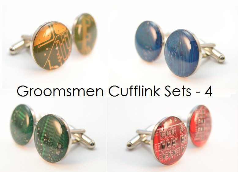 Circuit Cuff Links Groomsmen Set of 4 computer Jewelry