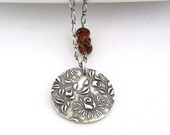 Garnet Necklace Sterling Silver Red Oxblood Climbing Roses January Birthstone Birthday Handmade Designer Jewelry - Held Within No. 21