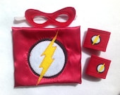 Newborn Super Hero Costume Photo Prop with Mask and Cuffs inspired by The Flash
