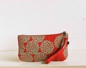 Red Canvas Wristlet with Astera Print in Mint