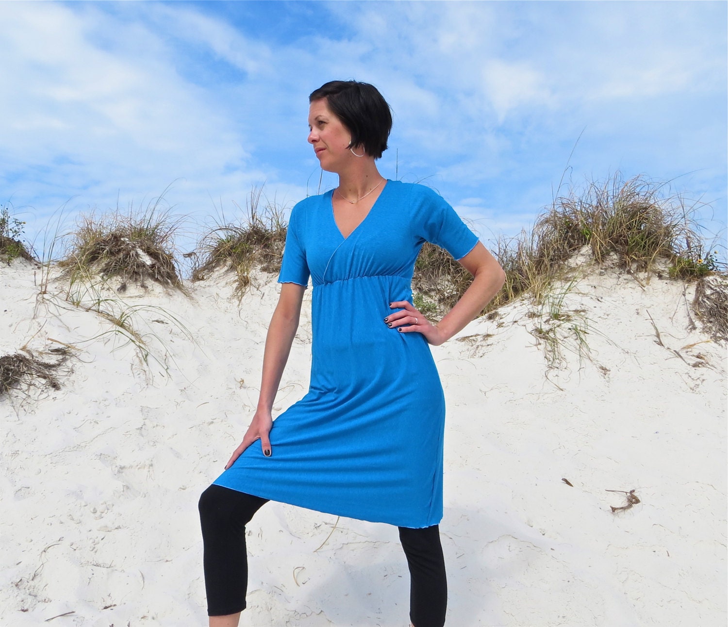 Short Sleeve Lotus Dress