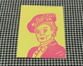 jot it down(ton) card - DOWAGER COUNTESS linocut print card