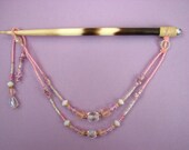 Pink and White Beaded Porcupine Quill Hair Stick, Beaded Hair Quill