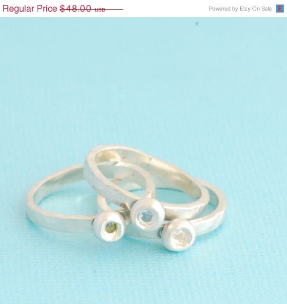 ON SALE Modern ROSE nesting ring, eco-friendly silver.  Handcrafted by Chocolate and Steel.