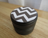 Chevron Black and White Wooden Trinket Storage Powder Box