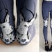 L bluish-purplish Grey Oh Deer cotton hand printed skinny leggings / footless tights