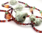 Celedon Sprigs Porcelai Whistle Necklace
