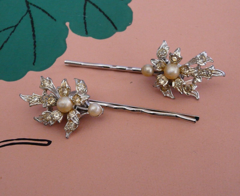 jasmine bobbies - vintage rhinestone & pearl