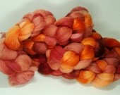 Corriedale Fiber Super Yummy Red Orange Blend Fire Walk With Me Multi Color