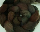 SALE Hand Dyed Merino Top in Truffle Semi Solid Rich Dark Brown