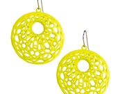 Cellular Earrings - white, black, neon pink or  neon yellow