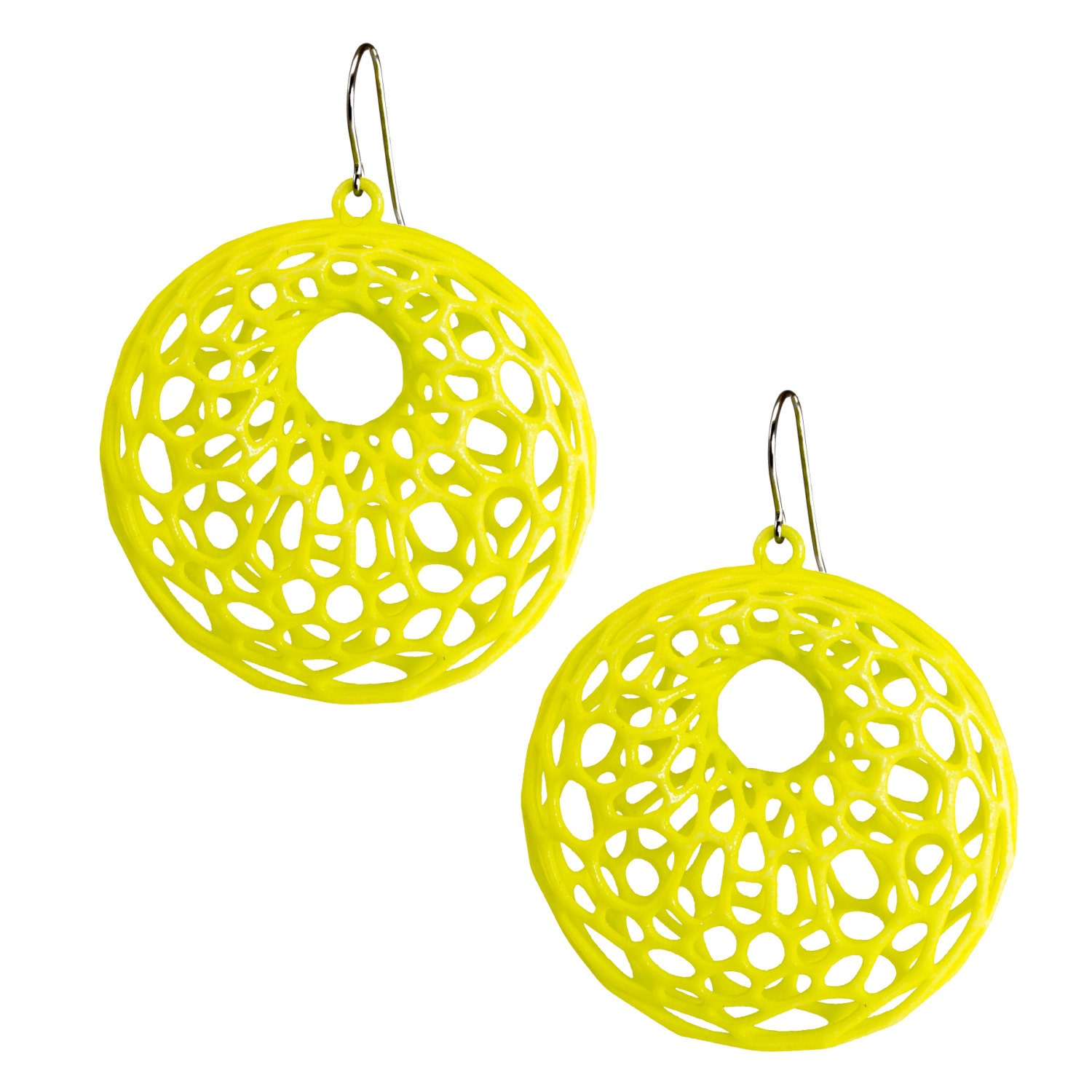 Cellular Earrings - white, black, neon pink or  neon yellow