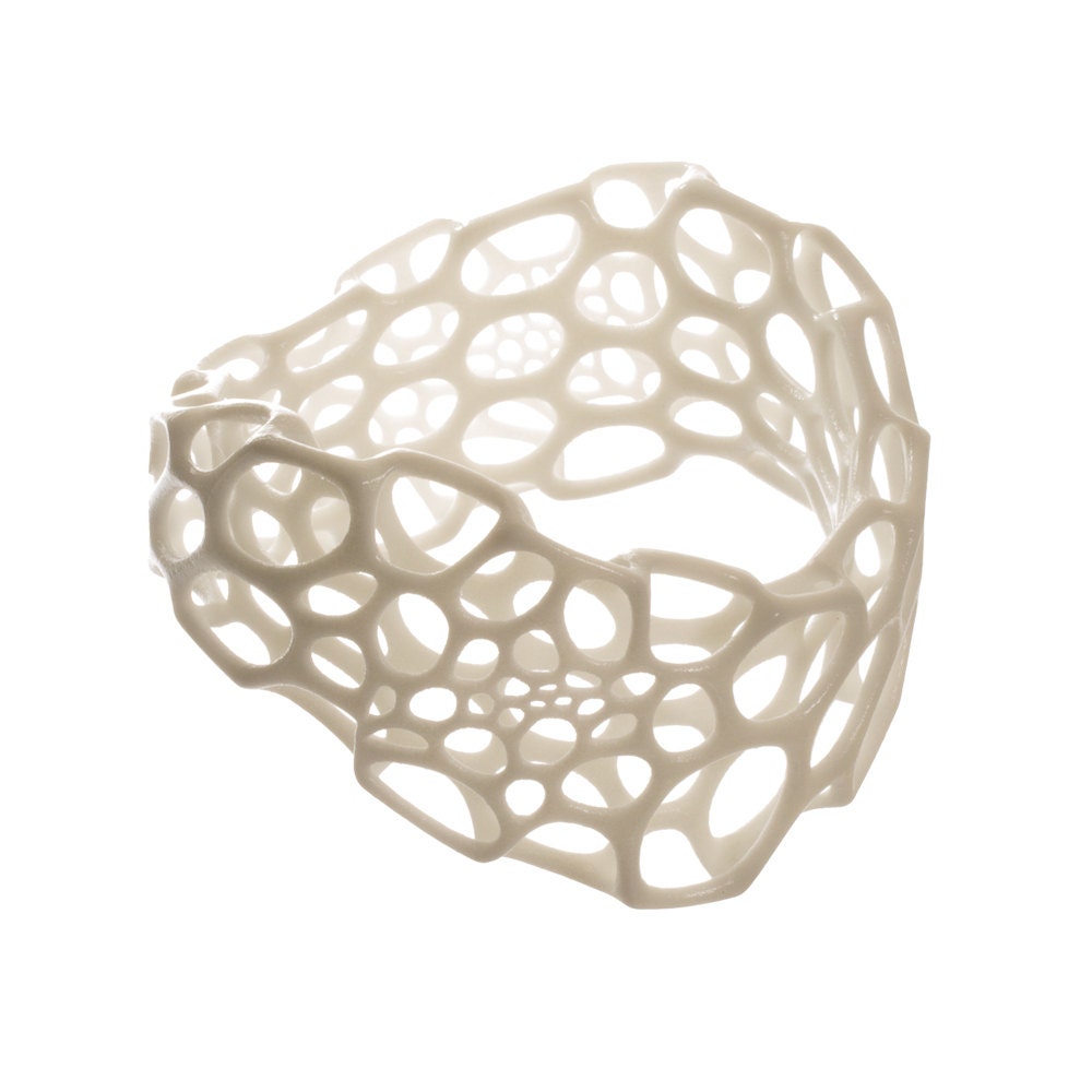 Wave Bracelet - white nylon 3d-printed bangle