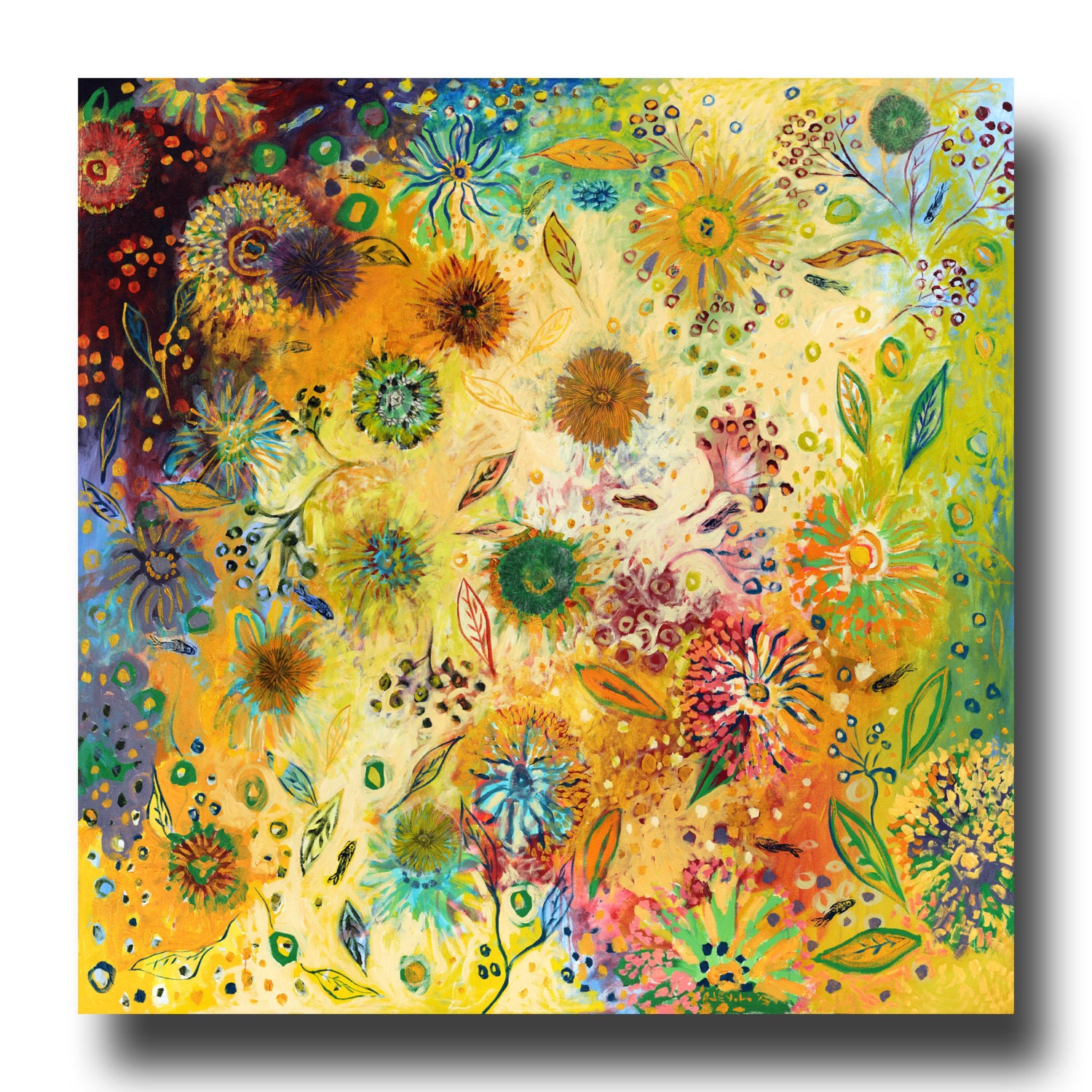 HUGE Modern ORIGINAL Abstract Painting "Immsersed in Shallow Waters" 60 x 60 inch by Jenlo