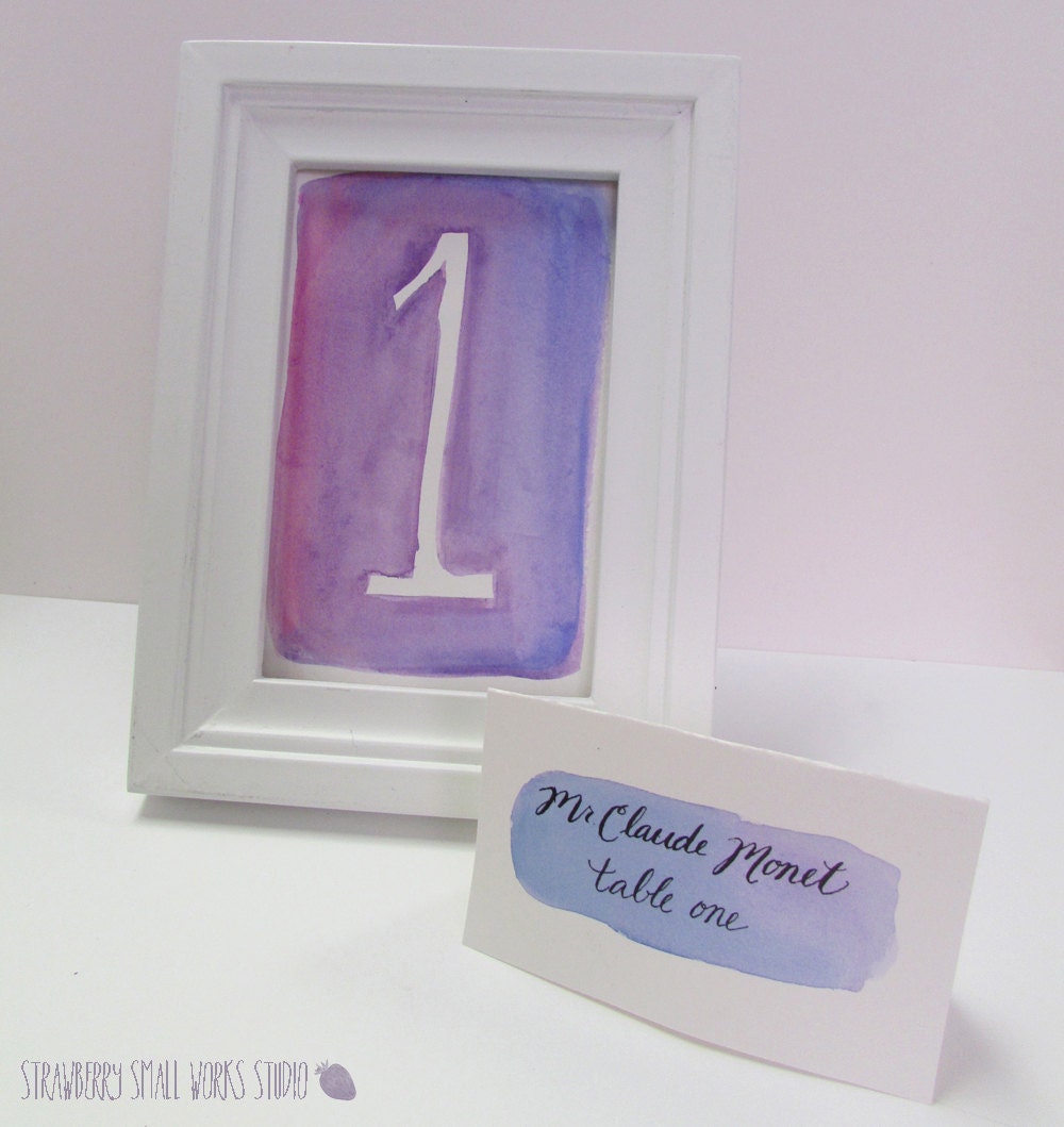 Ombre Watercolor Wedding Table Numbers
