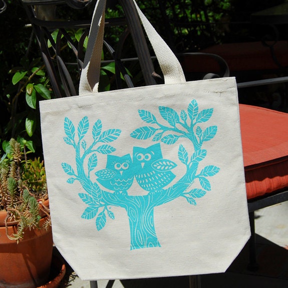 Cotton Canvas Owl Tote