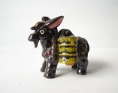 Vintage Donkey Salt & Pepper Shaker Set Redware Pottery Kitsch