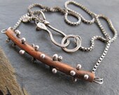Short Necklace Choker Sterling Copper Mixed Metal stick Branch
