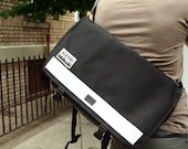 Solid All Black Medi Canvas Messenger Bag