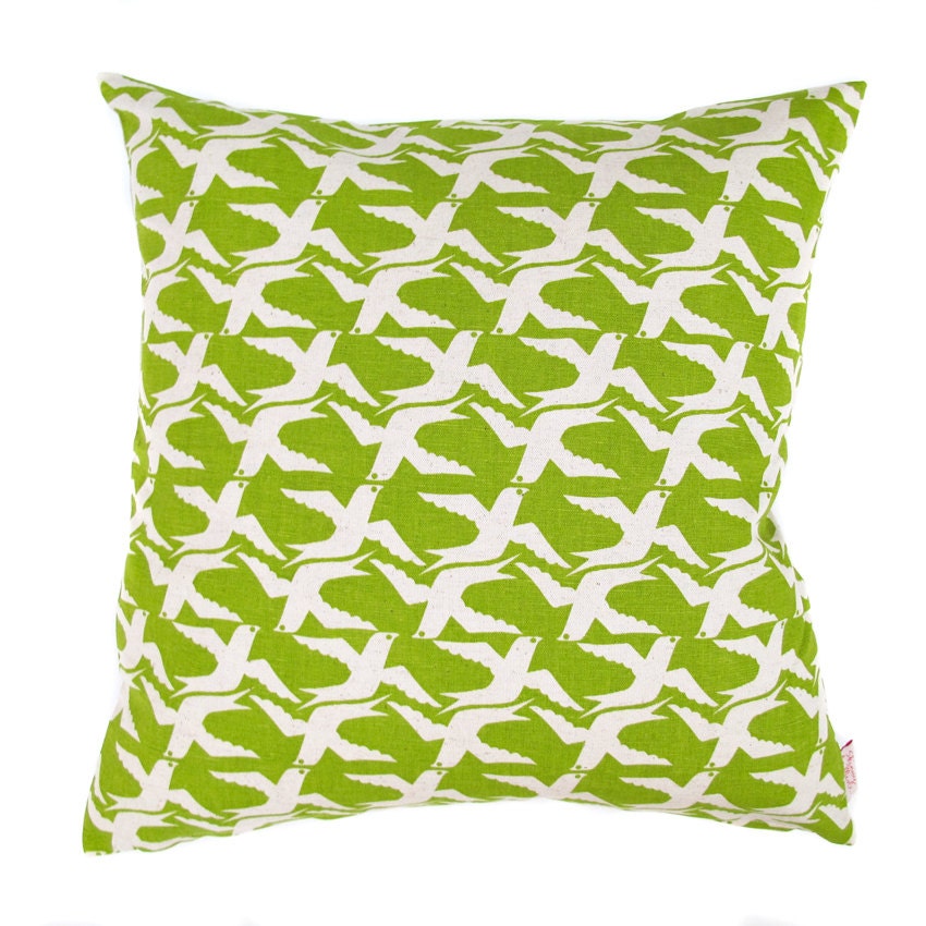 Cushion cover  - Cloudbirds, in Apple Green
