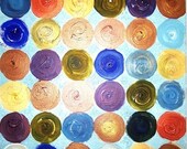 geometric home decor modern abstract art Wall Decor Circles Fine Art Contemporary 24x24" ART canvas light blue coral teal green orange