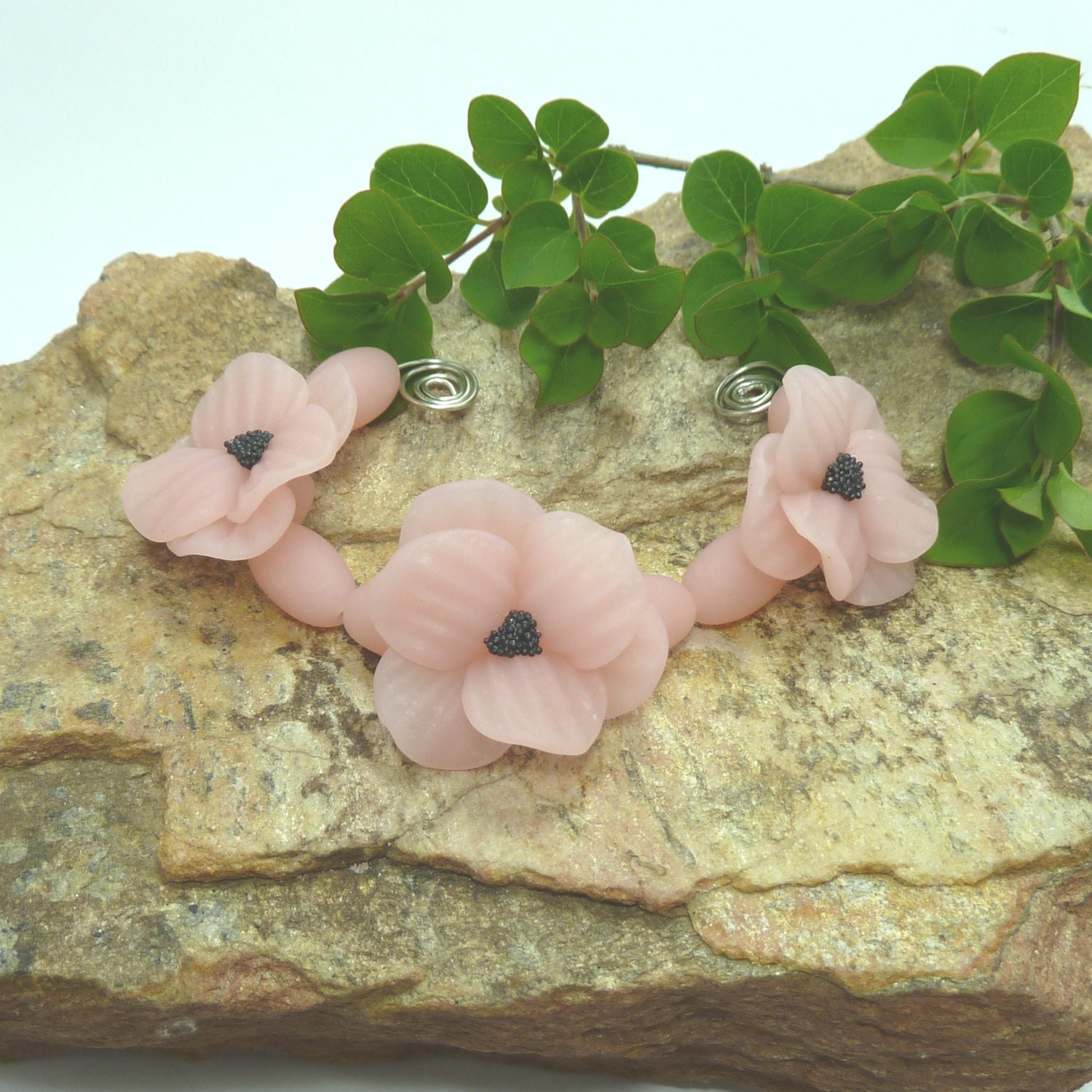 Poppy Flower Bead Set - Cotton Candy   Pink