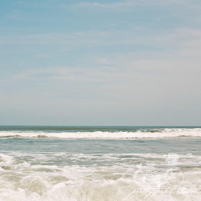 Fine Art Photograph, Sea, Shore of Virginia Beach, Ocean, Waves, Beach Art, Cool Blue Tones, Summer, Peaceful, Home Decor, Square 8x8 Print