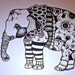 Illustration elephant and bird Art Prints by Mary Vogel Lozinak      srajd zentangle zen tangle 10x14 tateam EUC team