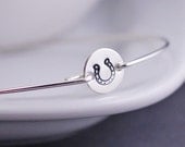 Horseshoe Bracelet, Horse Jewelry, Sterling Silver Horseshoe Bangle Bracelet, Lucky Bracelet