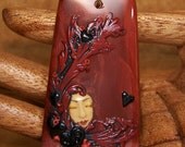 Queen of Hearts Goddess Face BEAD Red Mookaite & Polymer Clay