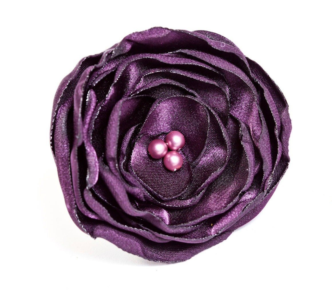 Eggplant Flower Hair clip  - Eggplant Purple Flower Hair pin